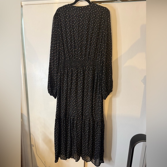 Rustydusty Black Polka Dot Maxi Dress Fall Embroidered Boho - Picture 9 of 9